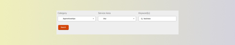 Screenshot showing how to search for an apprenticeship