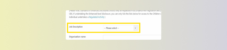 DBS online job description field