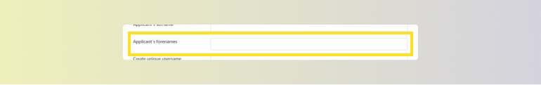 DBS online applicant’s forenames field